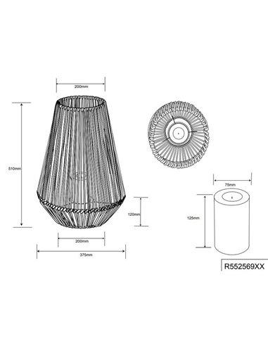 Lámpara LED sobremesa solar para exterior 51cm MINEROS luz efecto llama, sensor oscuridad IP44