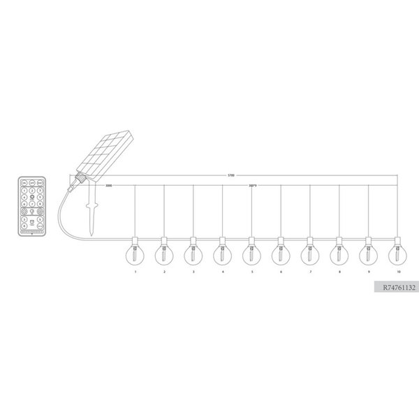 Guirnalda de luces para exterior 5 metros largo MOOD 10 bombillas incl. 10x E12, 0,5W 10x 30lm, 2700K IP44
