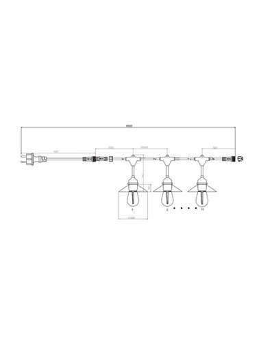 Guirnalda para exterior CHAIN 10 farolillos, bombillas incl. 10x E27, 1W 10x 80lm, 3000K IP44