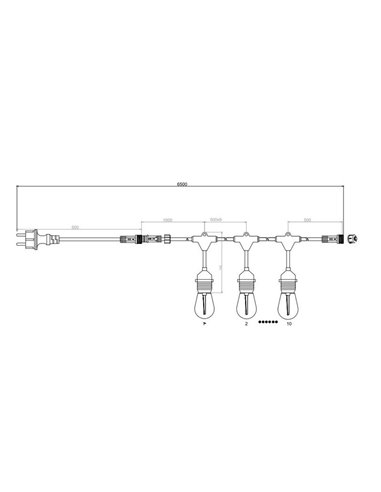Guirnalda para exterior 6 metros CHAIN bombillas incl. 10x E27, 1W 10x 80lm, 3000K IP44