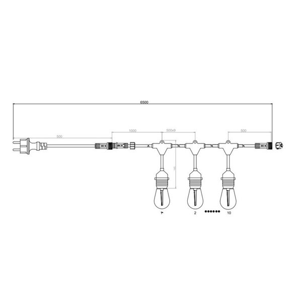 Guirnalda para exterior 6 metros CHAIN bombillas incl. 10x E27, 1W 10x 80lm, 3000K IP44