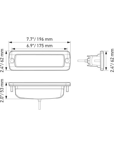 Barra LED rectangular empotrabale de trabajo Black Magic Cube 6,2" 12V/24V 2.000Lm 30W 1 Unds. con cable Hella 1FB 358 176-221