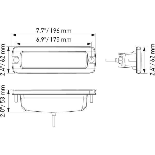 Barra LED rectangular empotrabale de trabajo Black Magic Cube 6,2" 12V/24V 2.000Lm 30W 1 Unds. con cable Hella 1FB 358 176-221