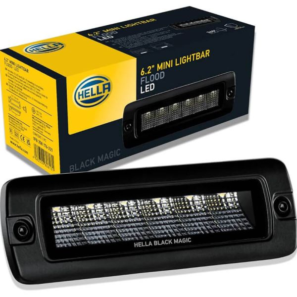 Barra LED rectangular empotrabale de trabajo Black Magic Cube 6,2" 12V/24V 2.000Lm 30W 1 Unds. con cable Hella 1FB 358 176-221