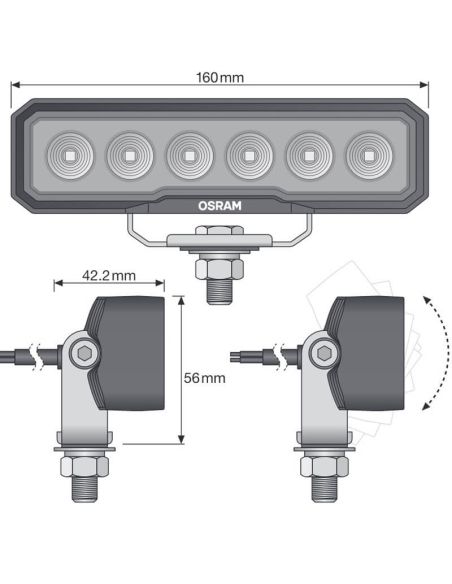 Medidas Barra LED rectangular 1.500Lm 15W 12V 24V ECE R10 VX150-WD LEDWL109-WD 4062172355209 Osram