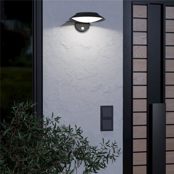 Lámpara de pared solar LED con sensor de movimiento CERRISI, exterior 7W 3000K, IP44