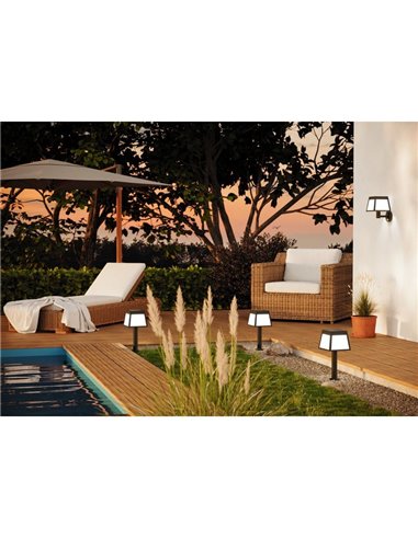 Aplique de pared solar LED cilíndrico con sensor de movimiento ALTILIA, 7W 800LM 3000K, IP44