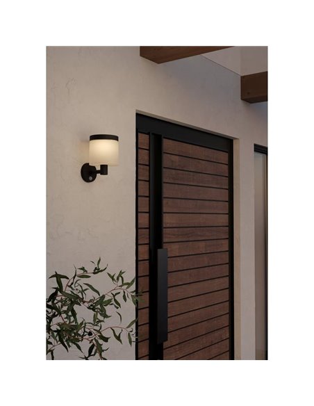Aplique solar LED cilíndrico con sensor de movimiento PANTETE, 7,5W 790LM 3000K, IP44