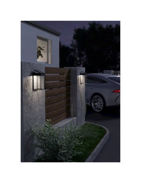 Luminária de parede solar LED retangular SUZZARA com sensor de movimento, minimalista, 6,5 W, 800 LM, 4000 K, IP44