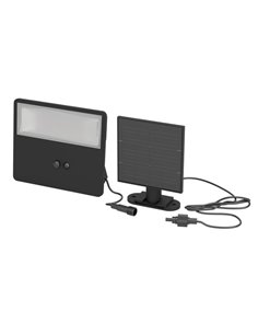 Aplique LED con panel solar y sensor 860Lm PANETTIERI, negro 6,7W 4000K, IP44