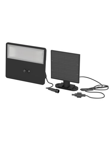 Aplique LED con panel solar y sensor 1500Lm PANETTIERI, negro 8,7W 4000K, IP44