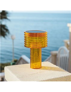 Lampe à poser LED AMBER SOLAR, lumière chaude, 2 intensités avec batterie rechargeable et panneau solaire - extérieur/intérieur