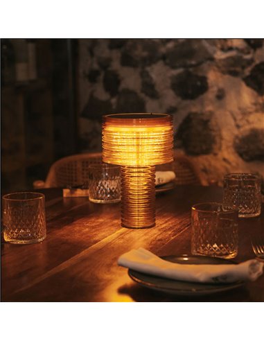 Candeeiro de mesa LED AMBER SOLAR, luz quente, 2 intensidades com bateria recarregável e painel solar - exterior/interior