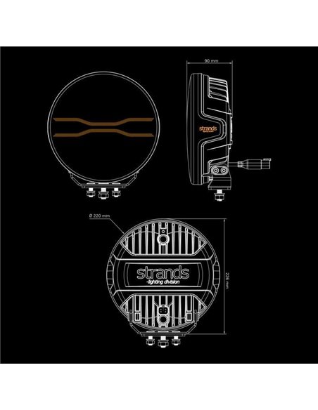 Phare avant LED DRAGON DRIVE 9" FOR9T, blanc et ambre, 6 500 K, 9 300 lm, portée 586 m, IP67