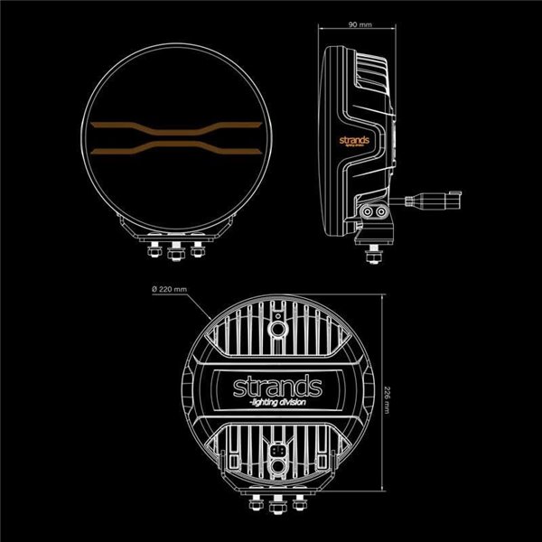 Farol de LED DRAGON DRIVE 9" FOR9T, Branco e Âmbar, 6500K, 9300Lm, Alcance de 586m, IP67