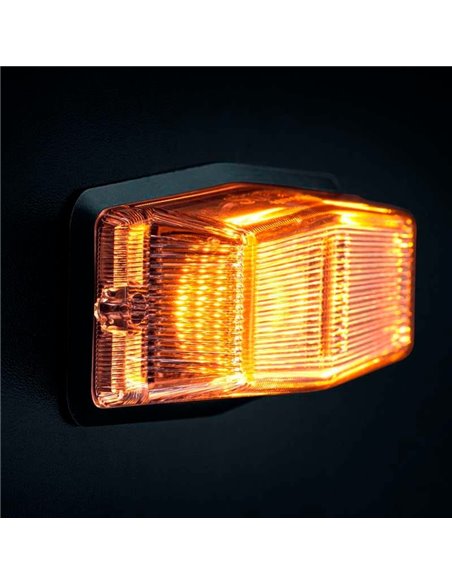 Luz de posição LED branca e âmbar com luz de advertência prateada IZE LED QUEIMADOR DUPLO, 8,5 W, IP69K