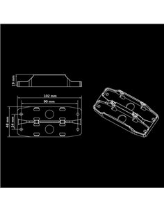 Suporte duplo para luzes de posição FIREFLY SEE ME, policarbonato preto 102x48x19 mm 2