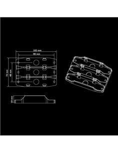 Suporte triplo para luzes de posição FIREFLY SEE ME, policarbonato preto 102x72x19 mm 2