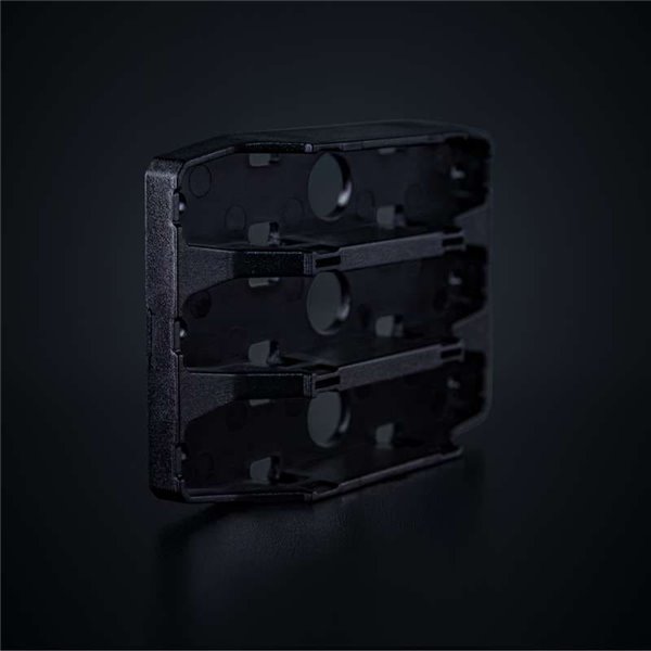 Soporte triple para luces de posición FIREFLY SEE ME, poilicarbonato negro 102x72x19 mm