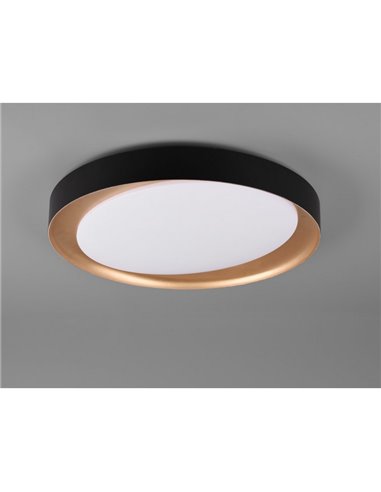 Plafón redondo LED ZETA 48,5cm 24W 2500lm, regulable 2700 - 6500K con mando IP20 Negro-oro