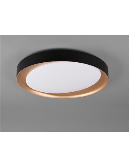 Luminária de teto LED redonda ZETA 48,5 cm 24 W 2500 lm, regulável 2700 - 6500 K com controle remoto IP20 Preto-dourado