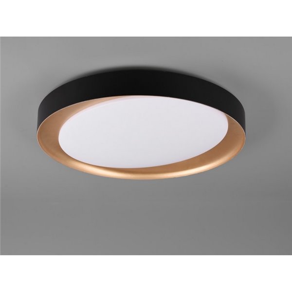 Plafonnier LED rond ZETA 48,5 cm 24 W 2 500 lm, intensité variable 2 700 - 6 500 K avec télécommande, IP20, noir-or