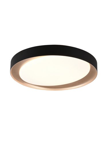 Plafón redondo LED ZETA 48,5cm 24W 2500lm, regulable 2700 - 6500K con mando IP20 Negro-oro
