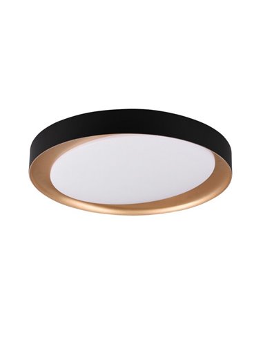 Plafón redondo LED ZETA 48,5cm 24W 2500lm, regulable 2700 - 6500K con mando IP20 Negro-oro