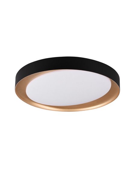 Plafón redondo LED ZETA 48,5cm 24W 2500lm, regulable 2700 - 6500K con mando IP20 Negro-oro
