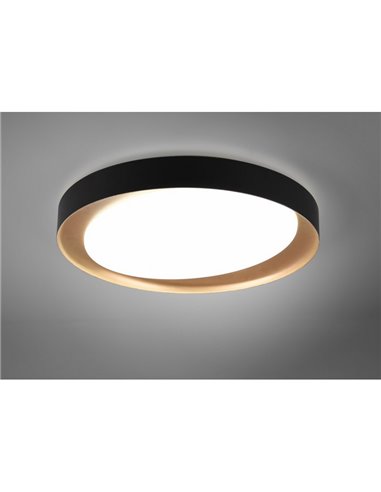 Plafón redondo LED ZETA 48,5cm 24W 2500lm, regulable 2700 - 6500K con mando IP20 Negro-oro