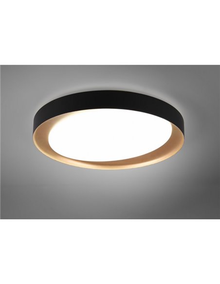 Luminária de teto LED redonda ZETA 48,5 cm 24 W 2500 lm, regulável 2700 - 6500 K com controle remoto IP20 Preto-dourado