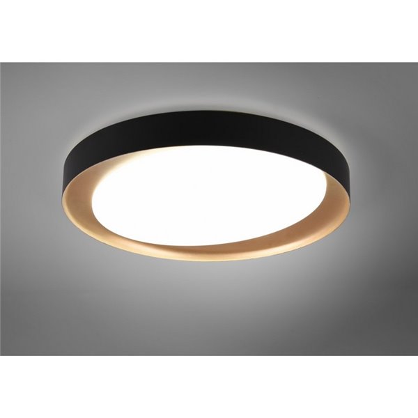 Plafón redondo LED ZETA 48,5cm 24W 2500lm, regulable 2700 - 6500K con mando IP20 Negro-oro