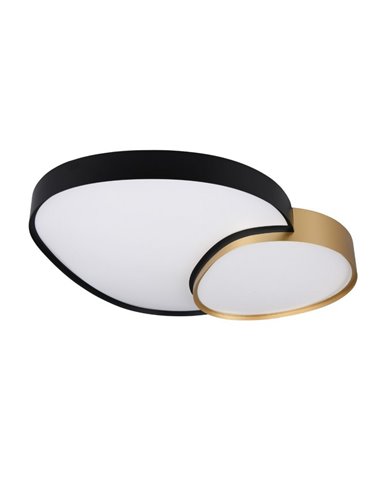 Plafón LED doble para techo RISE 77cm 45W 5300lm, regulable 2700 - 6500K, función memoria y luz de noche IP20 Negro-oro