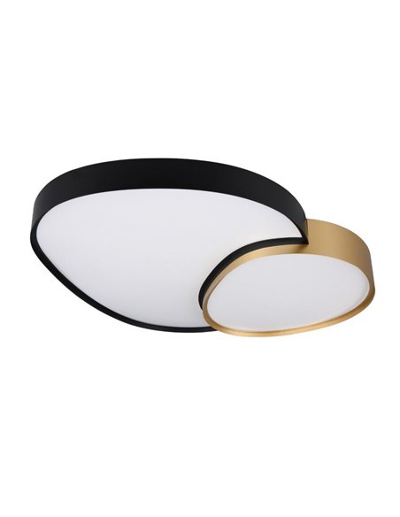 Plafón LED doble para techo RISE 77cm 45W 5300lm, regulable 2700 - 6500K, función memoria y luz de noche IP20 Negro-oro
