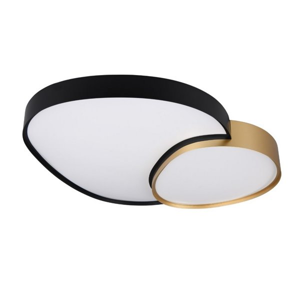 Plafón LED doble para techo RISE 77cm 45W 5300lm, regulable 2700 - 6500K, función memoria y luz de noche IP20 Negro-oro