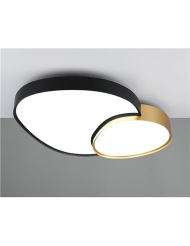 Plafón LED doble para techo RISE 77cm 45W 5300lm, regulable 2700 - 6500K, función memoria y luz de noche IP20 Negro-oro