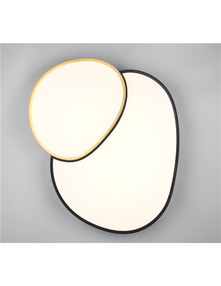 Plafón LED doble para techo RISE 77cm 45W 5300lm, regulable 2700 - 6500K, función memoria y luz de noche IP20 Negro-oro