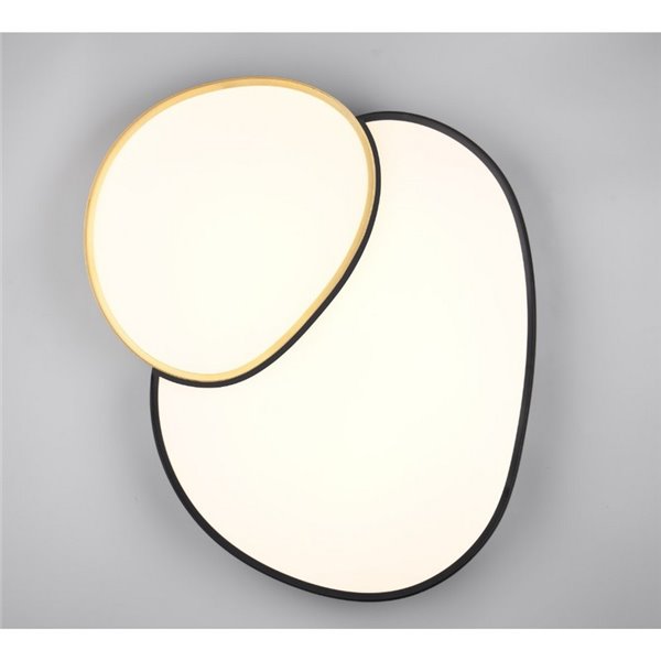 Plafón LED doble para techo RISE 77cm 45W 5300lm, regulable 2700 - 6500K, función memoria y luz de noche IP20 Negro-oro
