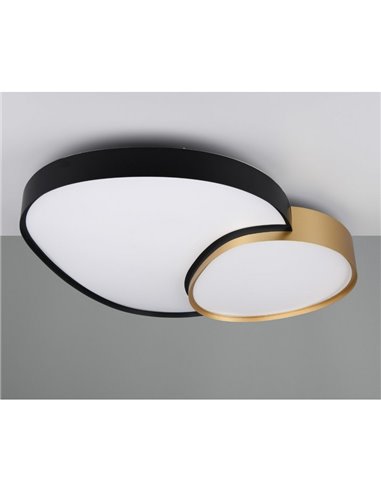 Plafón LED doble para techo RISE 77cm 45W 5300lm, regulable 2700 - 6500K, función memoria y luz de noche IP20 Negro-oro