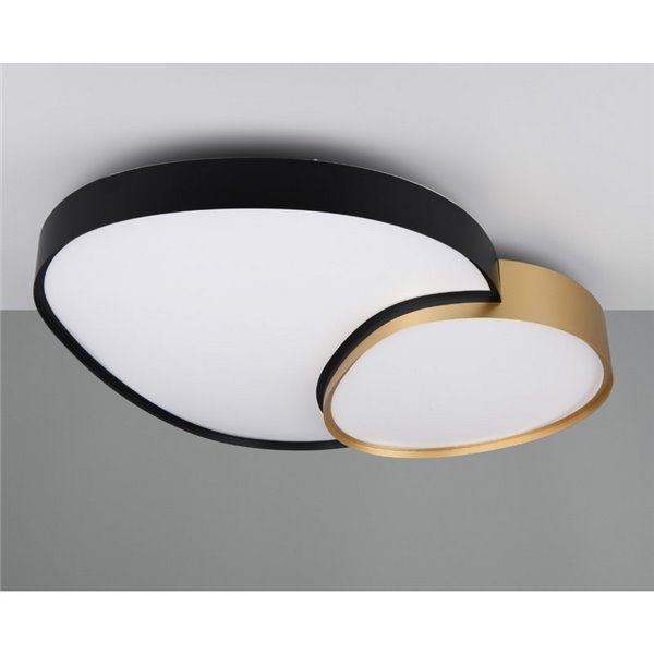 Plafón LED doble para techo RISE 77cm 45W 5300lm, regulable 2700 - 6500K, función memoria y luz de noche IP20 Negro-oro