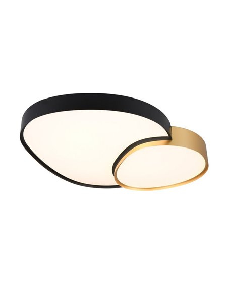 Plafón LED doble para techo RISE 77cm 45W 5300lm, regulable 2700 - 6500K, función memoria y luz de noche IP20 Negro-oro