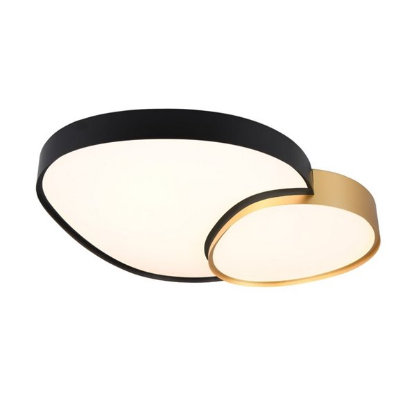 Plafón LED doble para techo RISE 77cm 45W 5300lm, regulable 2700 - 6500K, función memoria y luz de noche IP20 Negro-oro