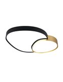 Plafón LED doble para techo RISE 77cm 45W 5300lm, regulable 2700 - 6500K, función memoria y luz de noche IP20 Negro-oro