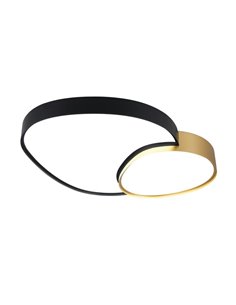 Plafón LED doble para techo RISE 77cm 45W 5300lm, regulable 2700 - 6500K, función memoria y luz de noche IP20 Negro-oro