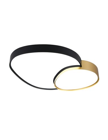 Plafón LED doble para techo RISE 77cm 45W 5300lm, regulable 2700 - 6500K, función memoria y luz de noche IP20 Negro-oro