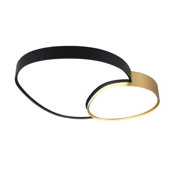 Plafón LED doble para techo RISE 77cm 45W 5300lm, regulable 2700 - 6500K, función memoria y luz de noche IP20 Negro-oro