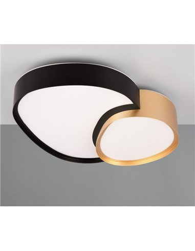 Plafón LED para techo 43,5cm RISE 21W 2400lm regulable 2700 - 6500K IP20 función memoria y luz de noche Negro-oro