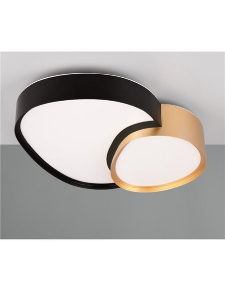 Plafón LED para techo 43,5cm RISE 21W 2400lm regulable 2700 - 6500K IP20 función memoria y luz de noche Negro-oro