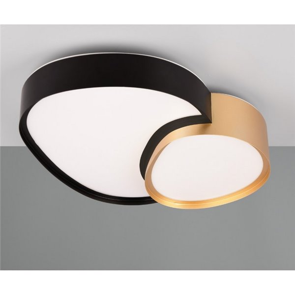 Plafón LED para techo 43,5cm RISE 21W 2400lm regulable 2700 - 6500K IP20 función memoria y luz de noche Negro-oro