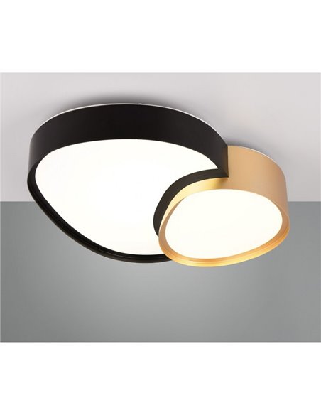Plafón LED para techo 43,5cm RISE 21W 2400lm regulable 2700 - 6500K IP20 función memoria y luz de noche Negro-oro